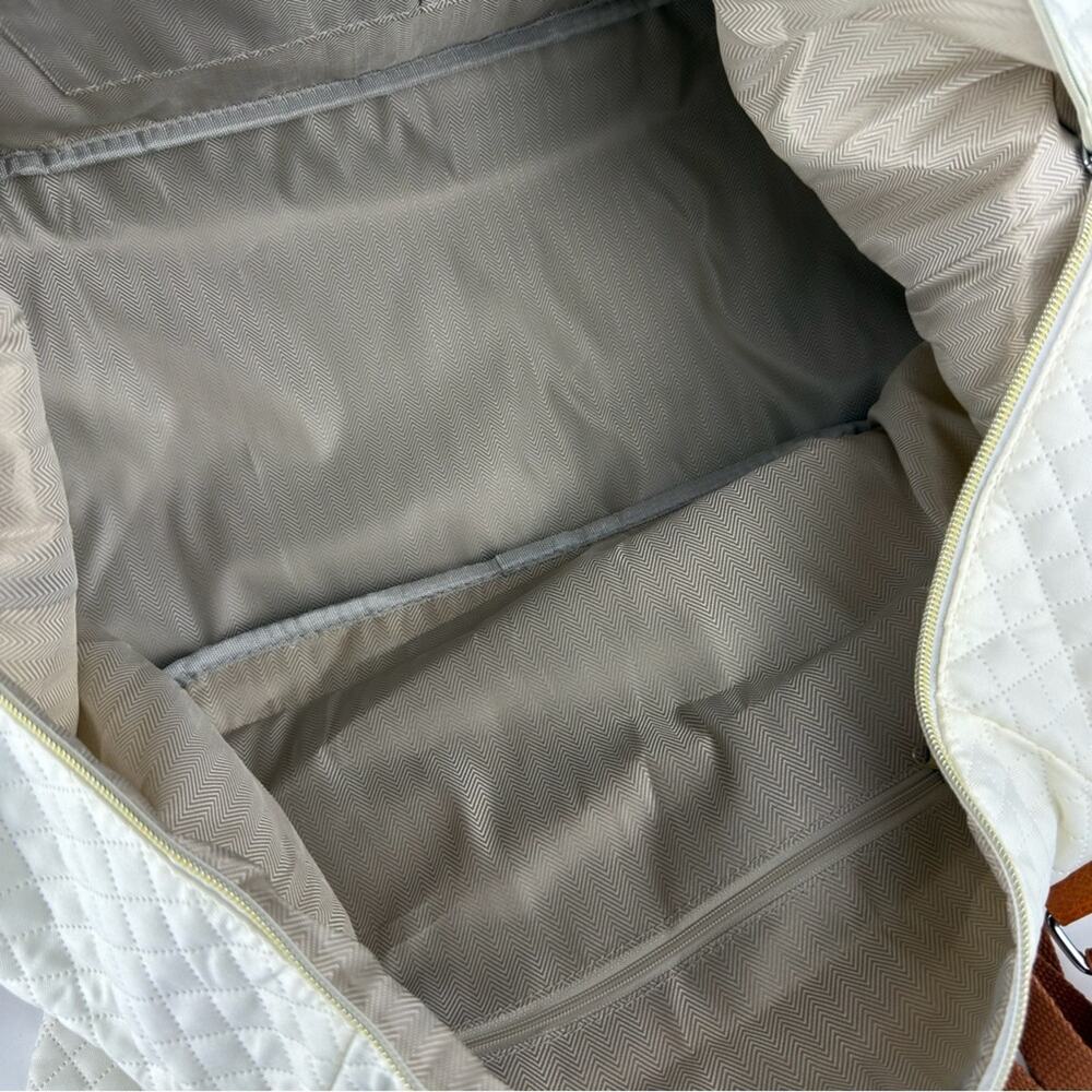 NWOT Weekender Bag Women Travel Duffel Bag Carry On 3 piece set Beige & Brown - Picture 10 of 11